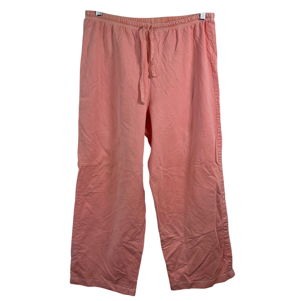 Hot Cotton by Marc Ware Salmon Pink Drawstring Lounge Pants Wide Leg Cropped L